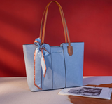 Leather Tote Purse With Stylish Scarf