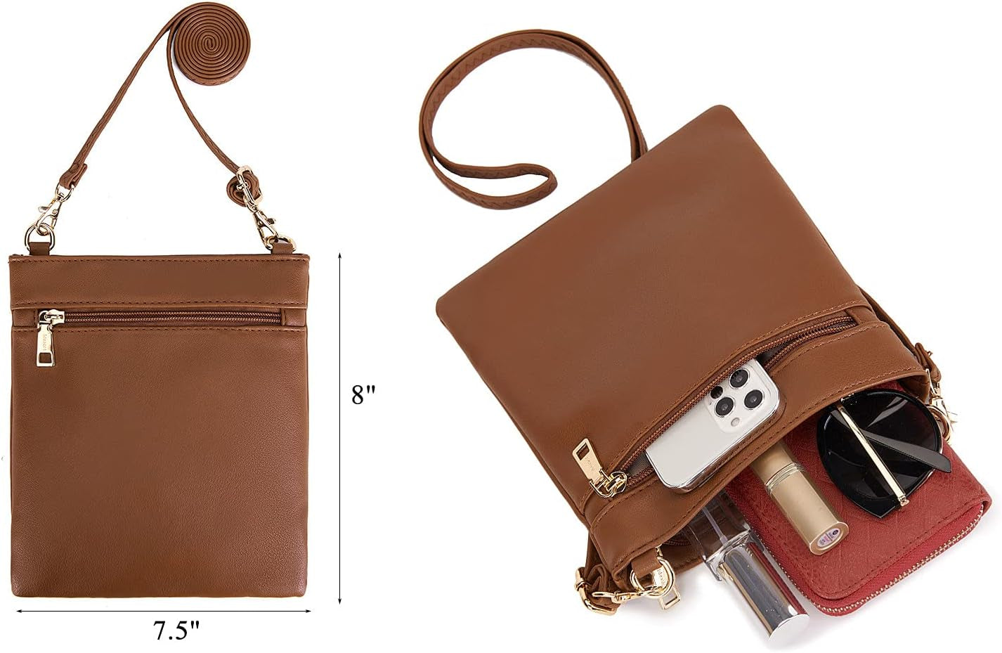 3 Piece Brown Purse And Wallet Set