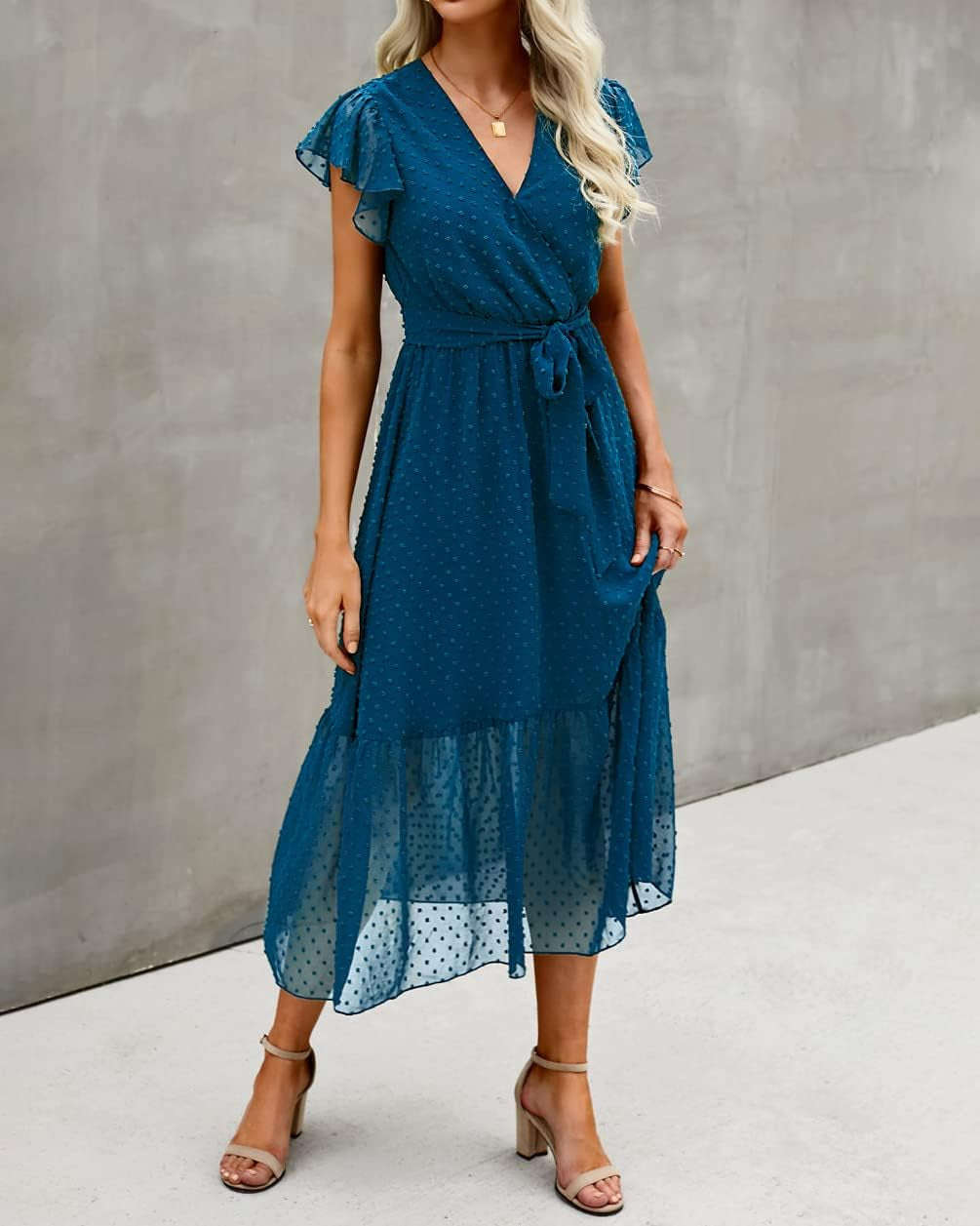  Sleeveless V Kneck Sun Dress